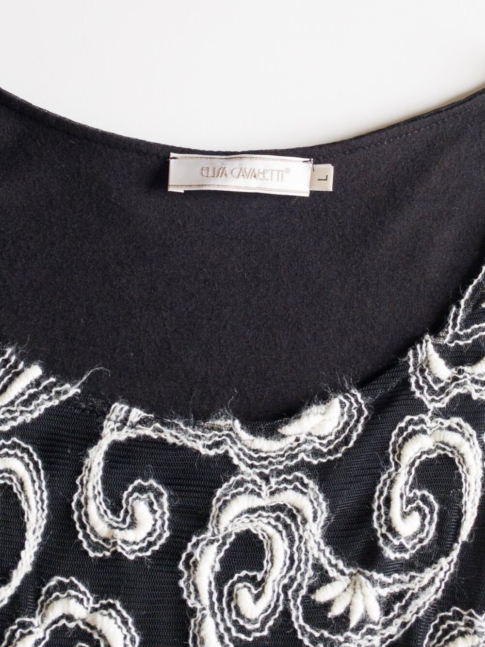 Elisa Cavaletti Italy Embroidered Mesh Layered Midi Dress Black White Size Large - Picture 7 of 10